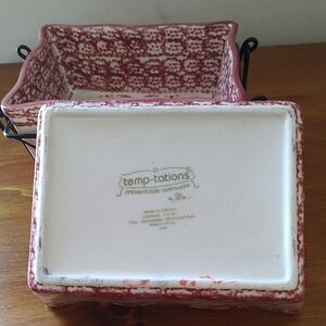 Temp-Tations Red and White Ceramic Baking Dish Set